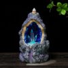 Backflow cone burner Glowing Crystal Tower Cave Backflow Incense cone Burner, Reflux Burner, Large Handmade Ceramic Backflow Cone Sticks Incense Holder Home Decor Craftwork Figurine VTrendz