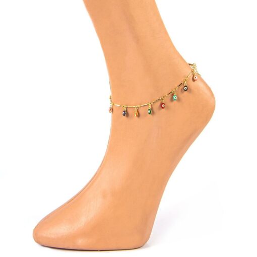 Evil Eye Bohemian Anklet for Protection. Adjustable Length