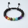 Lava Stone Bracelet with 7-Chakra Stone Unisex Adjustable VTrendz