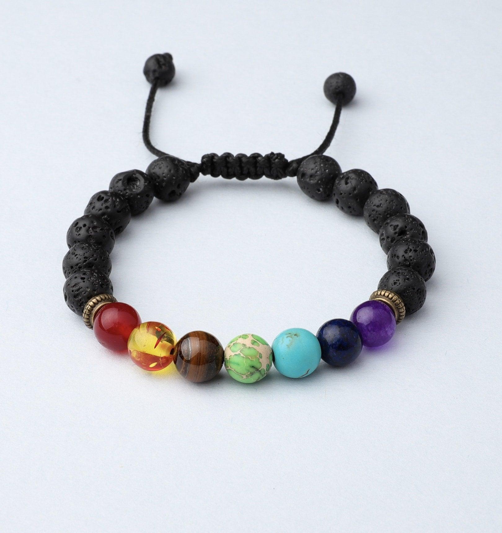 Lava Stone Bracelet with 7-Chakra Stone Unisex Adjustable - Image 4