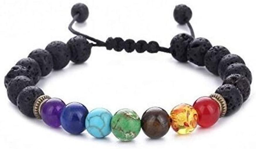 Lava Stone Bracelet with 7-Chakra Stone Unisex Adjustable - Image 5