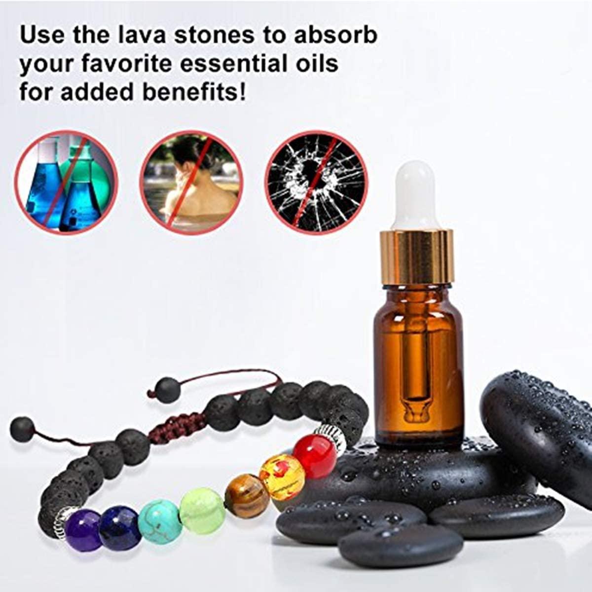 Lava Stone Bracelet with 7-Chakra Stone Unisex Adjustable - Image 2