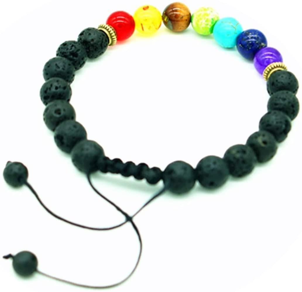 Lava Stone Bracelet with 7-Chakra Stone Unisex Adjustable - Image 3