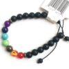 Black Agate with 7-Chakra Stone Beads Adjustable Natural Stone Macramé Bracelet for Positivity, Relaxation, Balancing Energy VTrendz
