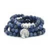 Lapis Lazuli 108 Mala 6 & 8mm Bead Stone Lotus Pendant Necklace Charm Natural Stone Yoga Bracelet Lapiz Lazuli VTrendz