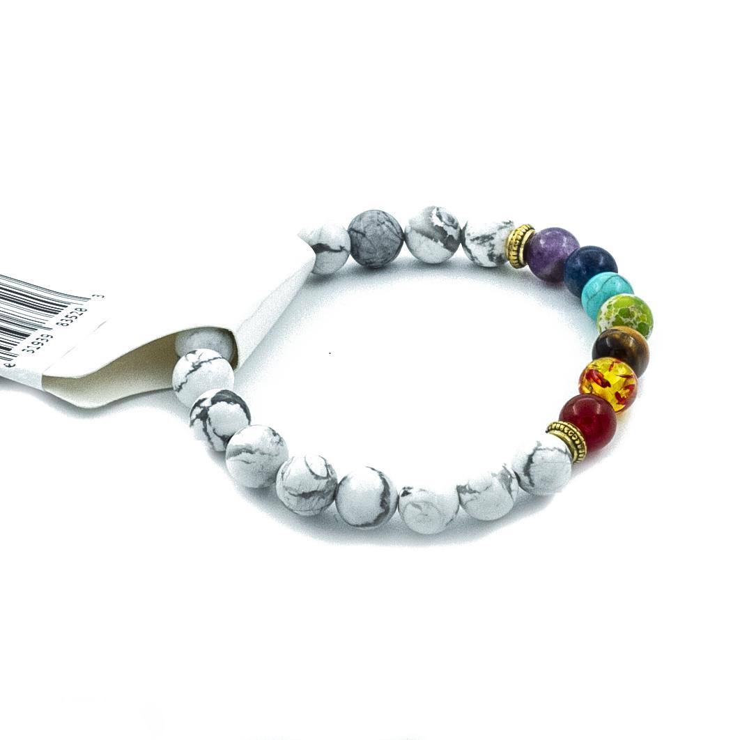 Howlite with 7-Chakra Stone Beads Natural Stone Bracelet Prayer Beads