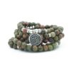 Unakite Stone 108 Mala Beads Natural Stone Yoga Mala Bead Necklace Charm Bracelet VTrendz