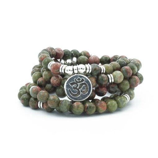 Unakite Stone 108 Mala Beads Natural Stone Yoga Mala Bead Necklace Charm Bracelet