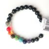 Black Tourmaline Stretchable Bracelet with 7-Chakra Stone Beads Adjustable Natural Stone Stretchable Bracelet for Positivity, Relaxation, Balancing Energy 8 mm VTrendz