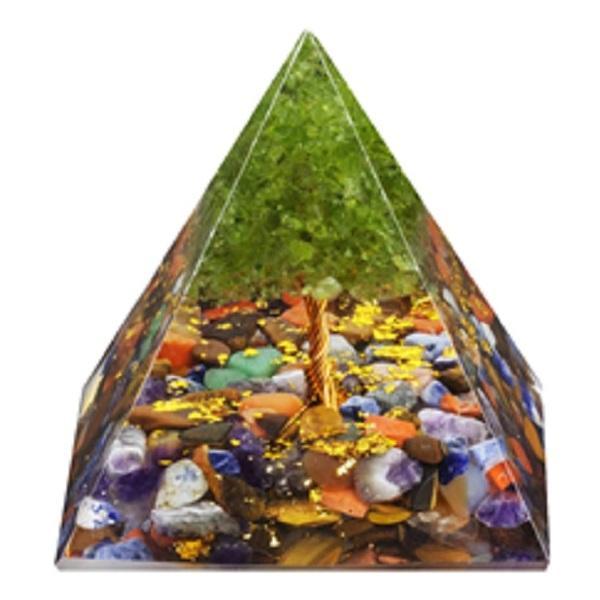 7-Chakra with Tree of Life Orgonite Pyramid 3*3*4 inch