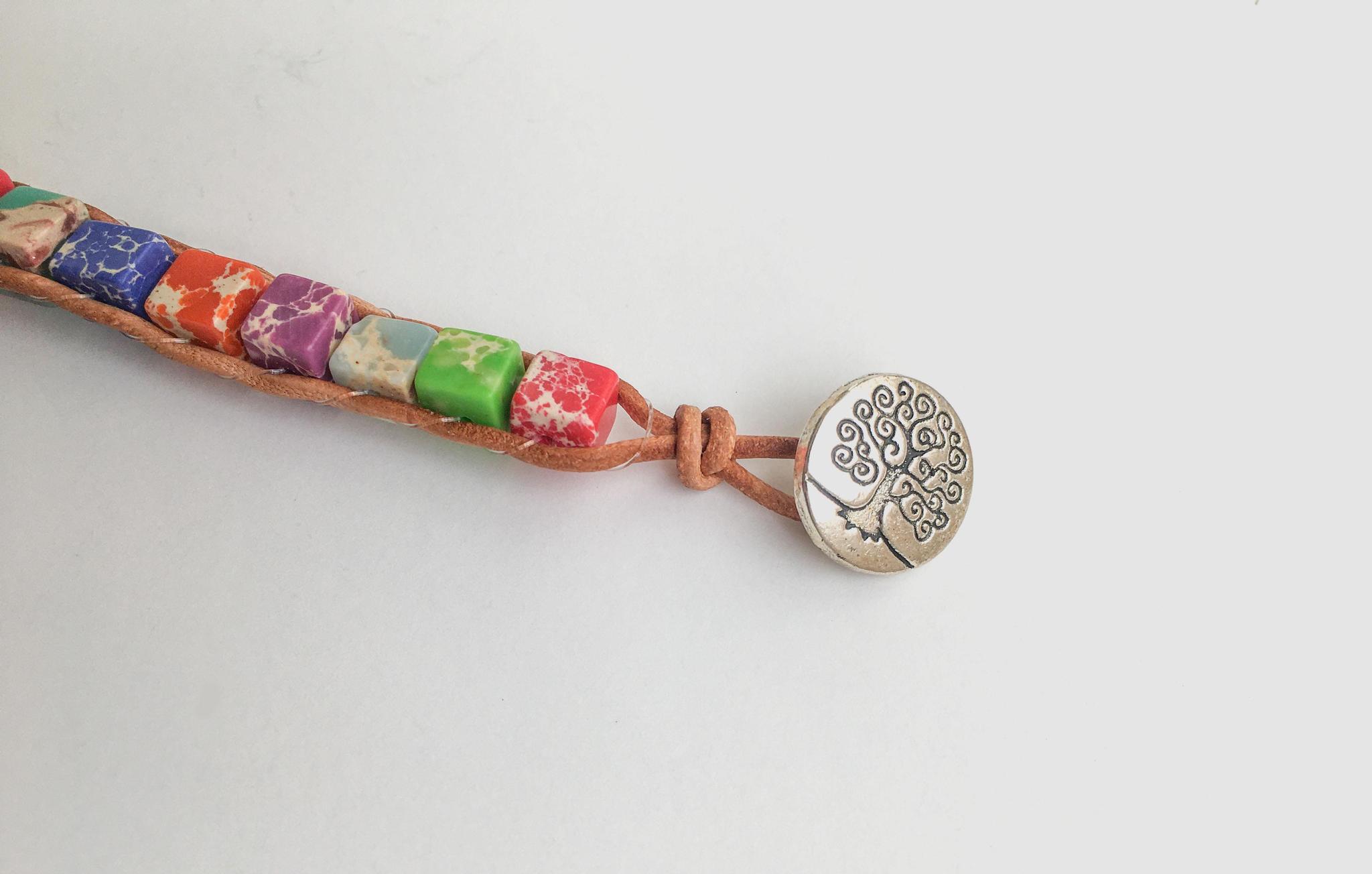 7-Chakra Energy Bracelet with TOL Charm Stone Adjustable Natural Stone Bracelet for Energy Balancing - Image 2