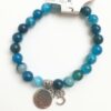 Deep Blue Sea Agate Stone Beads Natural Stone Bracelet Prayer Beads Tree of Life & Om, Buddha Charm 8mm VTrendz