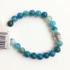 Deep Blue Sea Agate Stone Beads Natural Stone Bracelet Prayer Beads Tree of Life & Om, Buddha Charm 8mm VTrendz