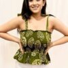 Crop Tops Batik Printed with Ruffles One Size Fits Most VTrendz