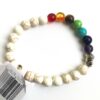 Bone Howlite / Cream Howlite with 7-Chakra and Elephant Charm Stone Beads Natural Stone Bracelet Prayer Beads 8 mm VTrendz