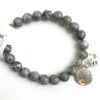 Mapstone Jasper Stone Beads Natural Stone Bracelet with Tree of Life and Om Charms, Buddha Charm 8 mm Beads VTrendz