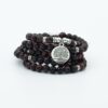 Red Tiger Eye 108 Meditation Mala Beads Natural Stone, OM Charm VTrendz