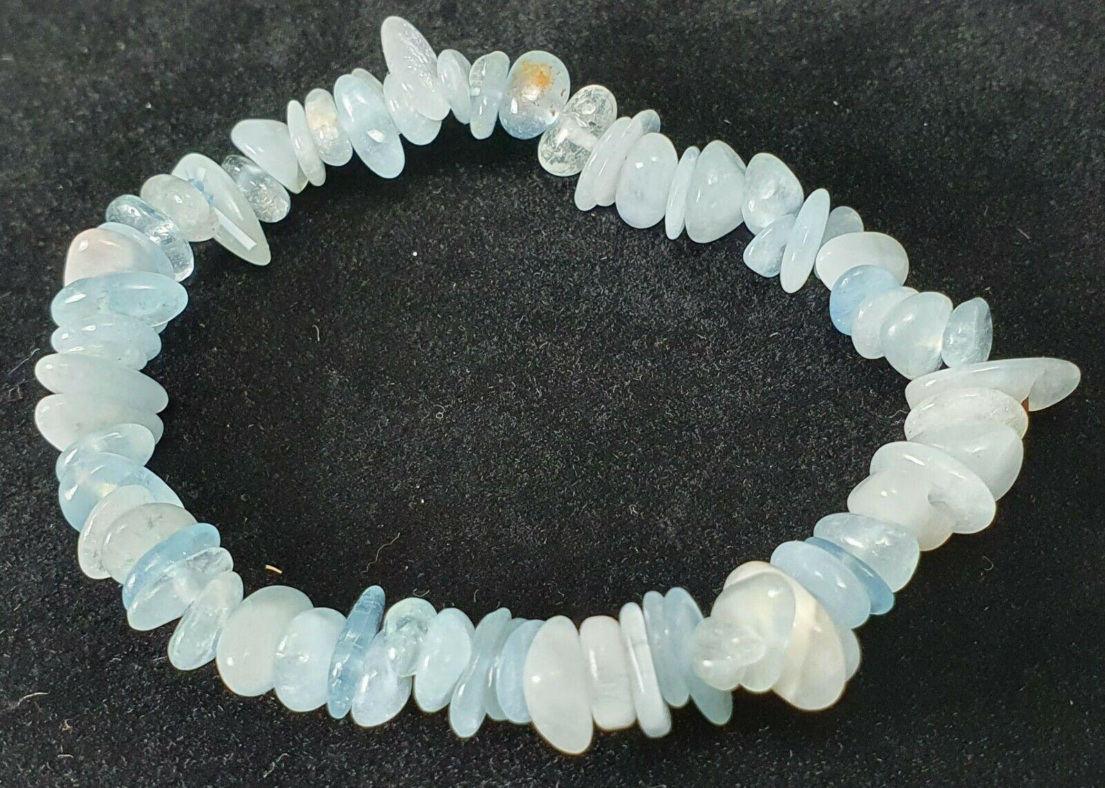 Aquamarine Stress Relief Chips Bracelet Natural Stones - Image 2