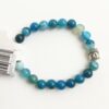 Deep Blue Sea Agate Stone Beads Natural Stone Bracelet Prayer Beads Tree of Life & Om, Buddha Charm 8mm VTrendz