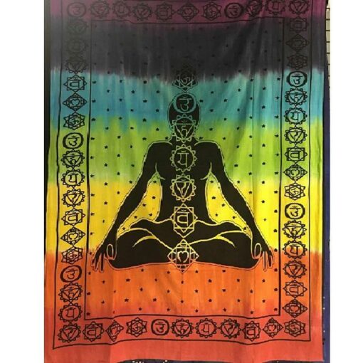 7 Chakra Wall Hanging Handmade Cotton Tapestry 84" x 54" inch