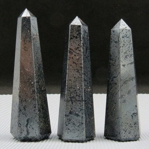 Hematite Obelisk Tower Jumbo Healing Wand Spirit Stone 4 or 8 Faceted Pointed Obelisk Tower Healing Reiki Wand Metaphysical Balance Energy Approx. 3-4 inches tall