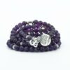 Amethyst 108 Mala 6 & 8mm Beads Bracelet Mala Prayer Beads OM Charm Meditation Necklace VTrendz