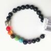 Black Tourmaline Stretchable Bracelet with 7-Chakra Stone Beads Adjustable Natural Stone Stretchable Bracelet for Positivity, Relaxation, Balancing Energy 8 mm VTrendz