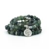 Jade 108 Mala 6 & 8mm Beads Natural Stone Bracelet Mala Prayer Beads OM & Tree of life Charm Meditation Necklace VTrendz