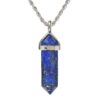 Lapis Lazuli Bullet Shaped Hexagonal Pointed Reiki Chakra Pendant Necklace for Relaxation, Positivity, and Balancing Energy Chain length approx. 17 inch VTrendz