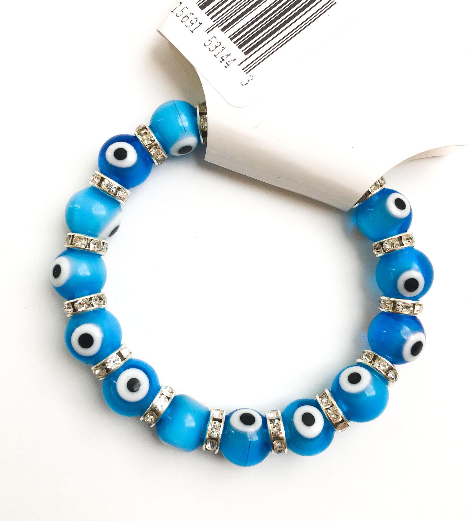 Shaded Blue Evil Eye Bracelet, Handmade for Protection 10 & 12 mm