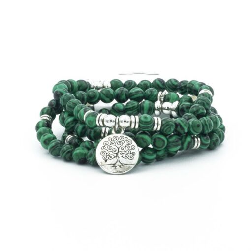 Malachite 108 Mala 6 mm Beads Bracelet Mala Prayer Beads OM Charm Meditation Necklace