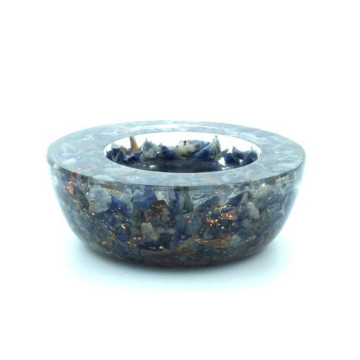 Lapis Lazuli Crystal Orgone Candle Holder/ Natural Stone Crystal Candle Stand for Tealight Candles 2.8 x 7 x 2.5 cm
