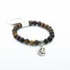 Tiger Eye Natural Stone Bracelet with Buddha, Tree of Life, Om Charms VTrendz