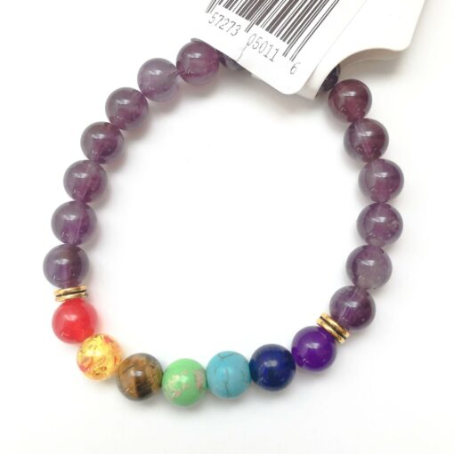 Amethyst Light Natural Stone Bracelet with 7-Chakra Crystals