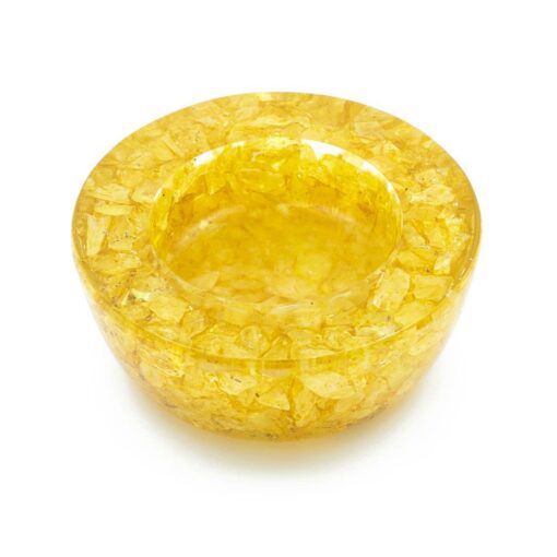 Citrine Crystal Orgone Candle Holder/ Natural Stone Crystal Candle Stand for Tealight Candles 2.8 x7 x 2.5 cm
