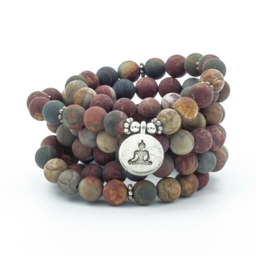 Picasso Jasper 108 Mala 6 & 8mm beads Necklace Bracelet Yoga Bracelet Mala Lotus 108 Beads Bracelet