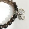 Smoky Quartz / Smokey Quartz Natural Stone Bracelet with Buddha, Om and Tree of Life Charms VTrendz