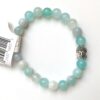 Blue Aqua Chalcedony Natural Stone Bracelet with Buddha, Om & Tree of Life Charms 8mm VTrendz