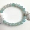 Blue Aqua Chalcedony Natural Stone Bracelet with Buddha, Om & Tree of Life Charms 8mm VTrendz