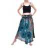 Green Skirt / Dress Coconut Buckle Elephant Long Comfy Skirt with Elastic Stretch and Adjustable Tie VTrendz