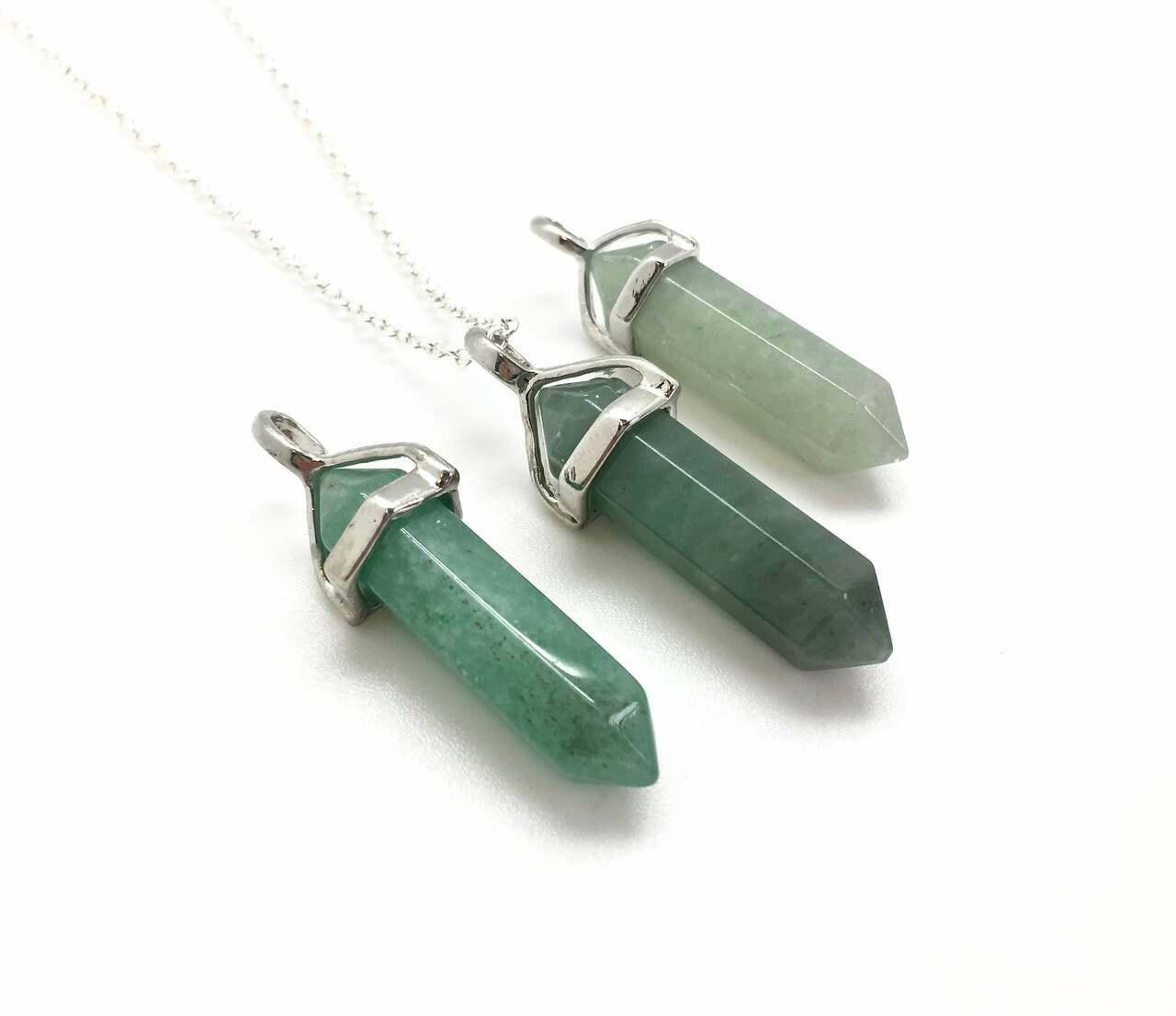 Green Aventurine Bullet Shaped Pendant Necklace for Relaxation, Positivity, and Balancing Energy - Image 5