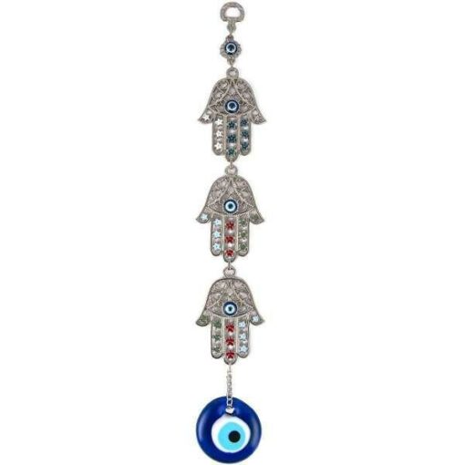 3-HamsaHand with Evil Eye, Handmade, Enamled, 14" Inch