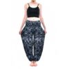 Black & Grey Elephant Print Comfortable Elastic Thai Harem Pants with single pocket 100% Rayon VTrendz