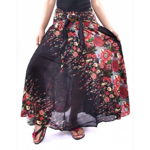 Skirt / Dress Coconut Buckle Printed Long Comfy Skirt/Dress with Elastic Stretch and Adjustable Tie