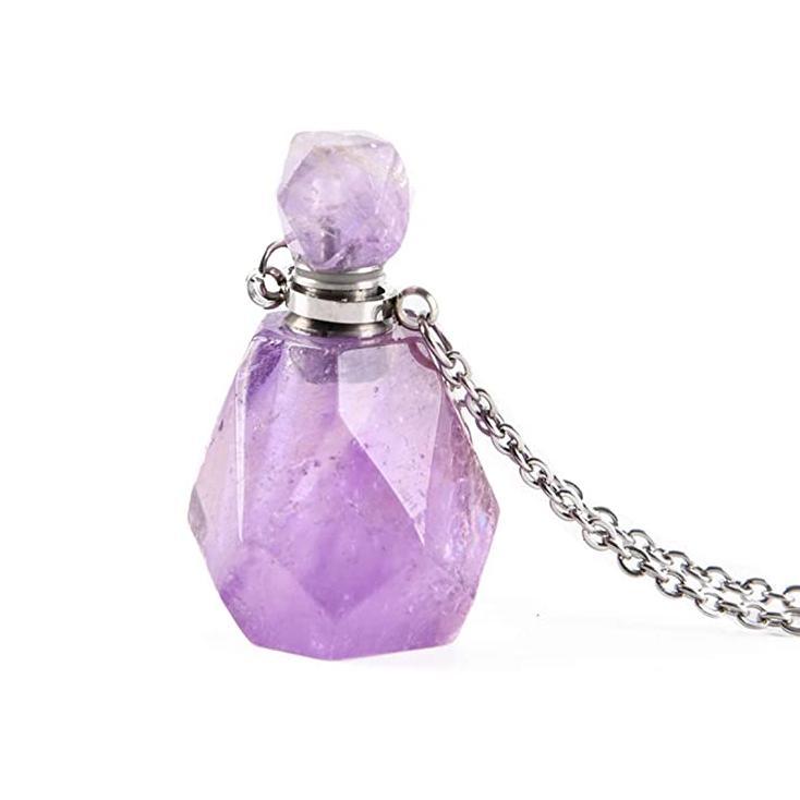 Amethyst Bottle Pendant Necklace for Positivity and Balancing Energy