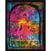 Lord Buddha being worshiped by deity Tie dye Poster Wall Hanging Handmade Cotton Tapestry 40"x30" inch VTrendz