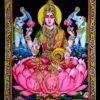 Goddess Laxmi blessing with wealth and two elephant for good luck Wall Hanging Handmade Cotton poster Tapestry 40"x30" inch VTrendz