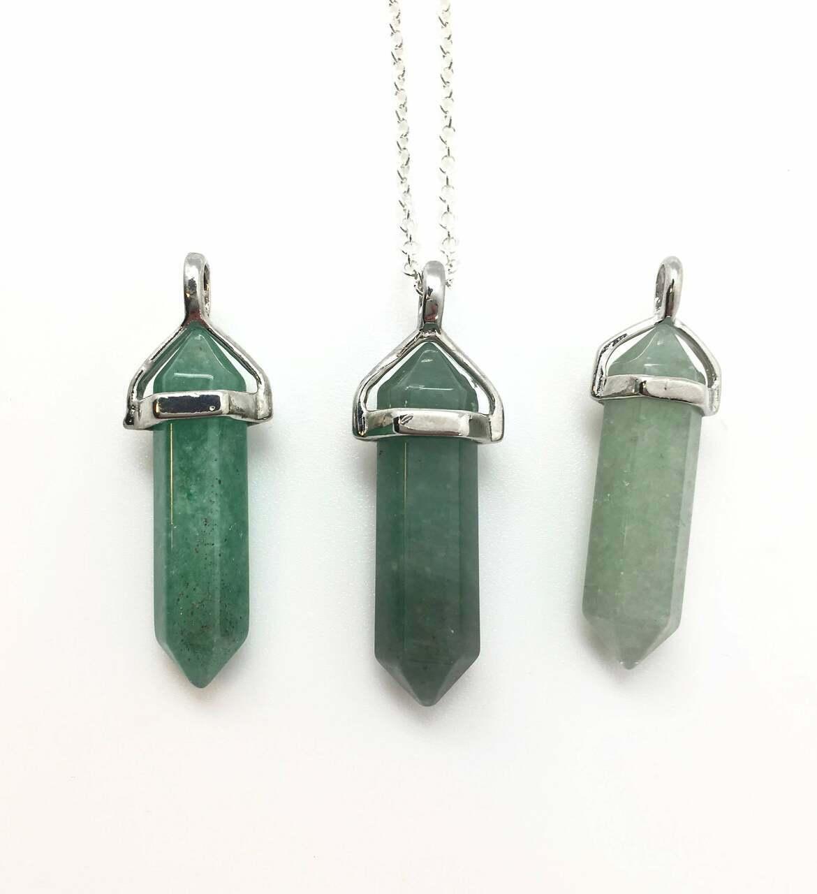 Green Aventurine Bullet Shaped Pendant Necklace for Relaxation, Positivity, and Balancing Energy - Image 4