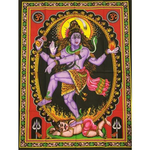 Lord Shiva in Tandav / Dancing posture Poster Wall Hanging Handmade Cotton Tapestry 40"x30" inch