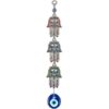 Triple Hamsa Hand Enamled with Evil Eye, Handmade, 16.5" Inch VTrendz